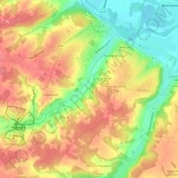 Topografische Karte Moulin de Roche, Höhe, Relief