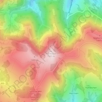 Topografische Karte Plankogel, Höhe, Relief