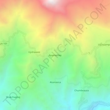 Topografische Karte Ayamachay, Höhe, Relief