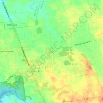 Topografische Karte Gélasse, Höhe, Relief