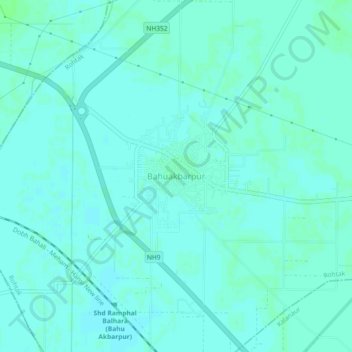 Topografische Karte Bahuakbarpur, Höhe, Relief