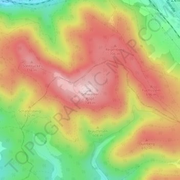 Topografische Karte Schwarzer Kopf, Höhe, Relief