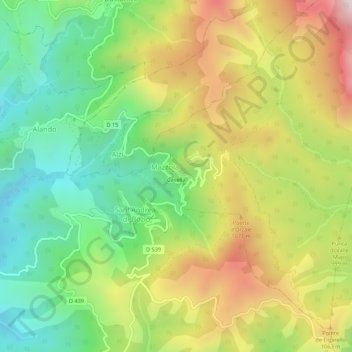 Topografische Karte Saint-Cyprien, Höhe, Relief