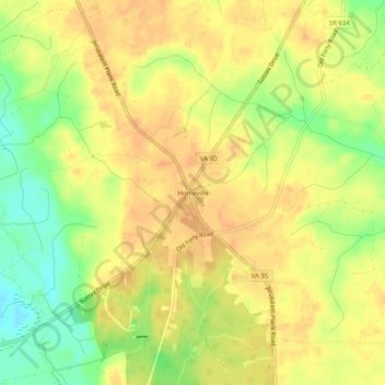 Topografische Karte Homeville, Höhe, Relief