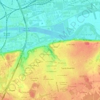 Topografische Karte Paradis, Höhe, Relief