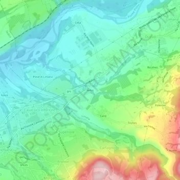 Topografische Karte Refos, Höhe, Relief