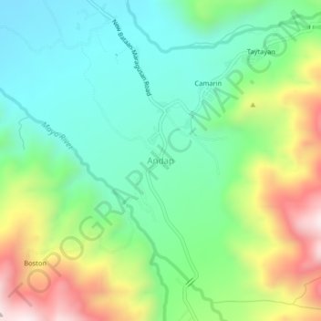 Topografische Karte Andap, Höhe, Relief