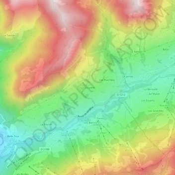 Topografische Karte La Touvière, Höhe, Relief