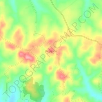 Topografische Karte Heggodu, Höhe, Relief