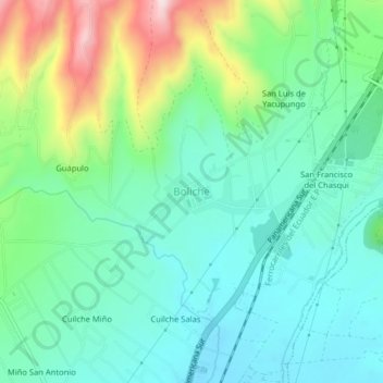 Topografische Karte Boliche, Höhe, Relief