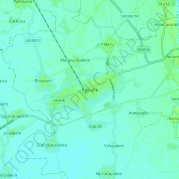 Topografische Karte Repalle, Höhe, Relief