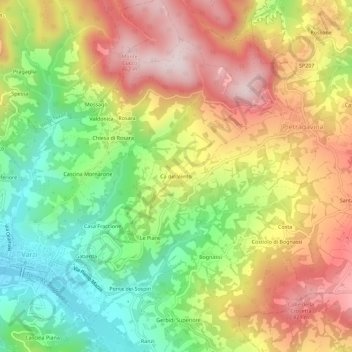 Topografische Karte Cà del Vento, Höhe, Relief