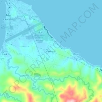 Topografische Karte Namao, Höhe, Relief