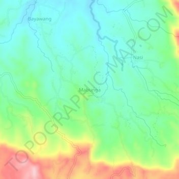 Topografische Karte Mabunga, Höhe, Relief