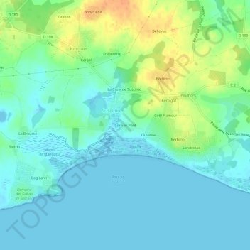 Topografische Karte Corn er Pont, Höhe, Relief