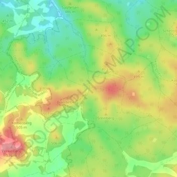 Topografische Karte Rinnenbrunn, Höhe, Relief