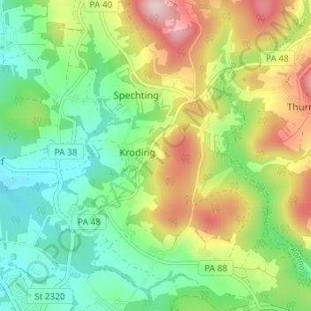 Topografische Karte Neureuth, Höhe, Relief