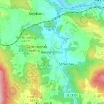 Topografische Karte Reinhartsmais, Höhe, Relief