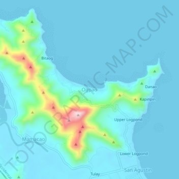 Topografische Karte Ogpao, Höhe, Relief