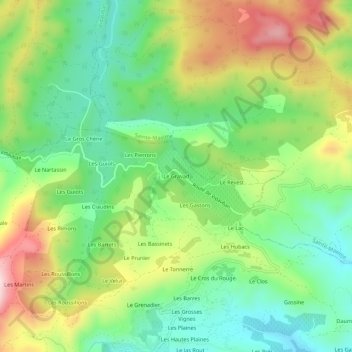 Topografische Karte Le Gravad, Höhe, Relief