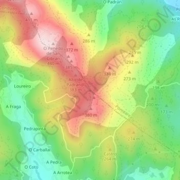 Topografische Karte Alto da Mina, Höhe, Relief