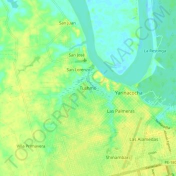 Topografische Karte San Pablo de Tushmo, Höhe, Relief