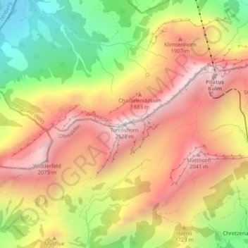 Topografische Karte Tomlishorn, Höhe, Relief