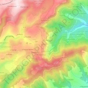 Topografische Karte Le Terrier, Höhe, Relief