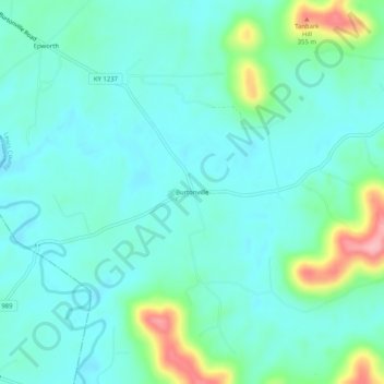 Topografische Karte Burtonville, Höhe, Relief
