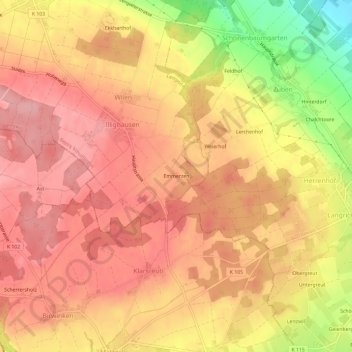 Topografische Karte Emmerzen, Höhe, Relief