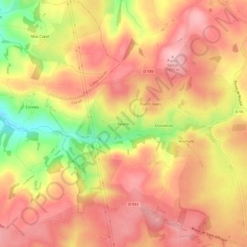 Topografische Karte Nayrac, Höhe, Relief