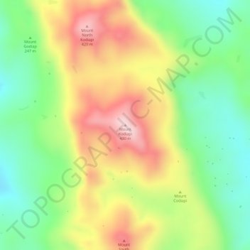 Topografische Karte Mount Kodiapi, Höhe, Relief