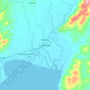Topografische Karte Casiguran, Höhe, Relief