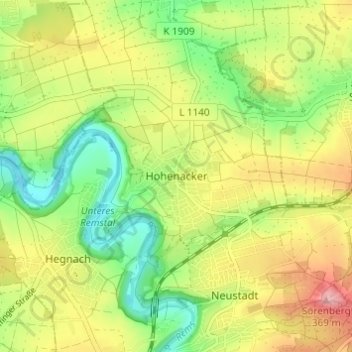 Topografische Karte Hohenacker, Höhe, Relief