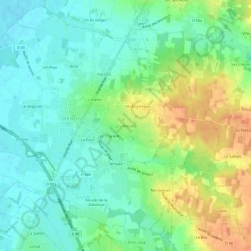 Topografische Karte Les Massets, Höhe, Relief