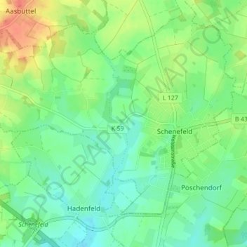 Topografische Karte Neumühlen, Höhe, Relief