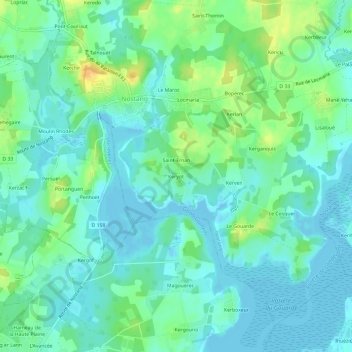Topografische Karte Keryot, Höhe, Relief