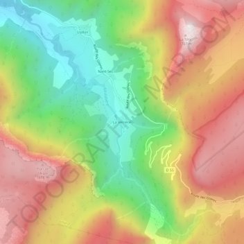 Topografische Karte La Verrerie, Höhe, Relief