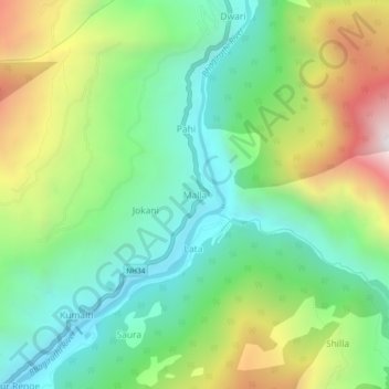 Topografische Karte Malla, Höhe, Relief