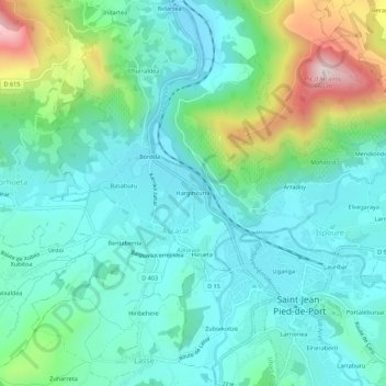 Topografische Karte Harginxuria, Höhe, Relief