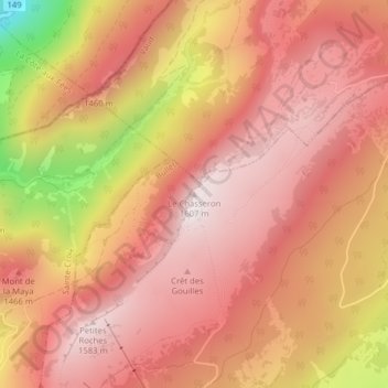 Topografische Karte Le Chasseron, Höhe, Relief