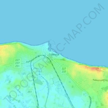 Topografische Karte Gilleleje, Höhe, Relief