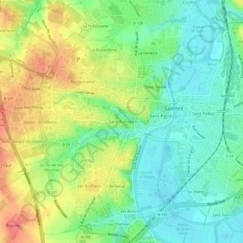 Topografische Karte Saint-Eutrope, Höhe, Relief