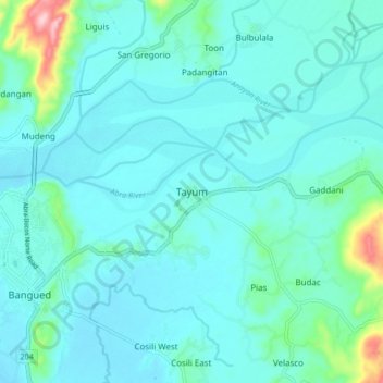 Topografische Karte Tayum, Höhe, Relief