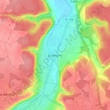 Topografische Karte Gravigny, Höhe, Relief