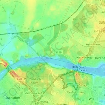 Topografische Karte Knoop, Höhe, Relief