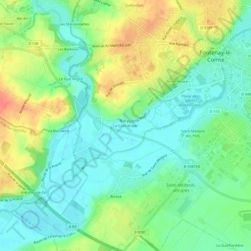 Topografische Karte Le Gros Noyer, Höhe, Relief