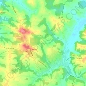 Topografische Karte Solferino, Höhe, Relief