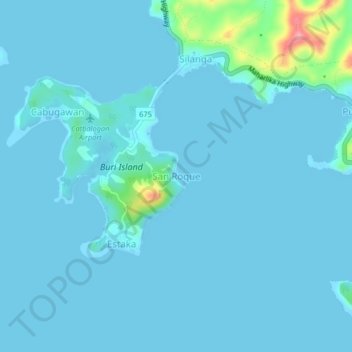Topografische Karte San Roque, Höhe, Relief