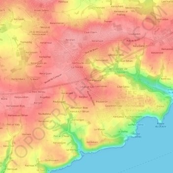 Topografische Karte Croas ar Go, Höhe, Relief